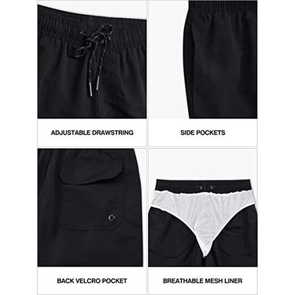 Actleis Men’s Swimming Trucks Short Swimwear Quick Drying Large NWT Black - Picture 7 of 10